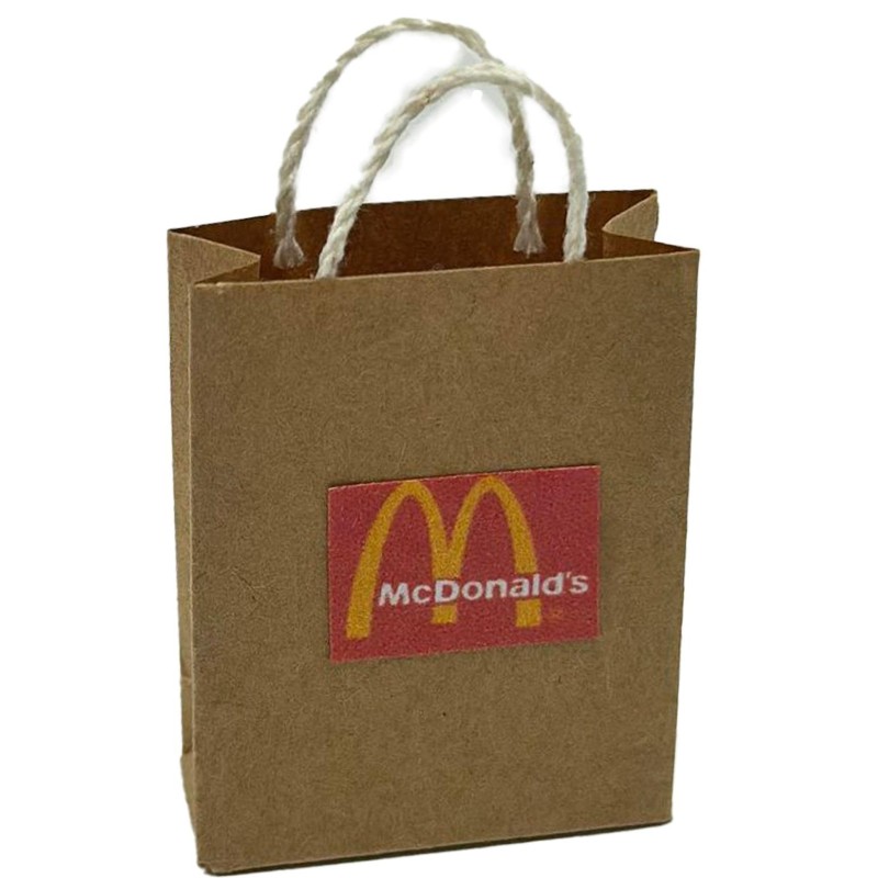 Dolls House Takeaway Takeout Fast Food Brown Paper Carrier Bag 1:12  Accessory