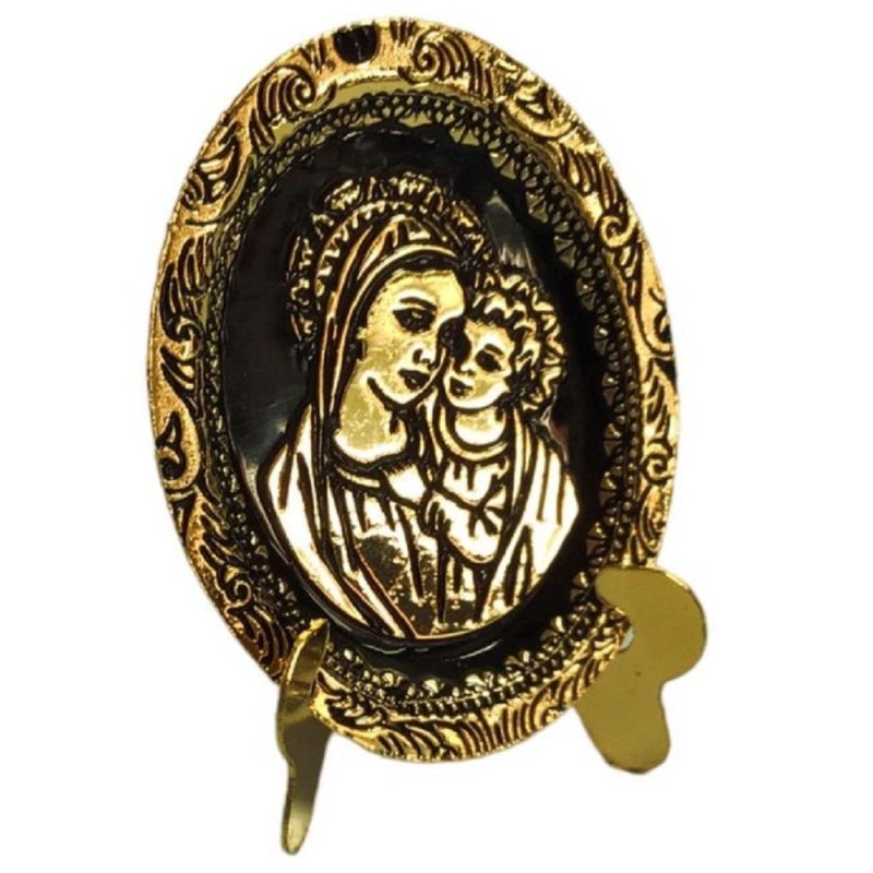 Dolls House Mary & Jesus Portrait Plate on Stand Embossed Religious Ornament