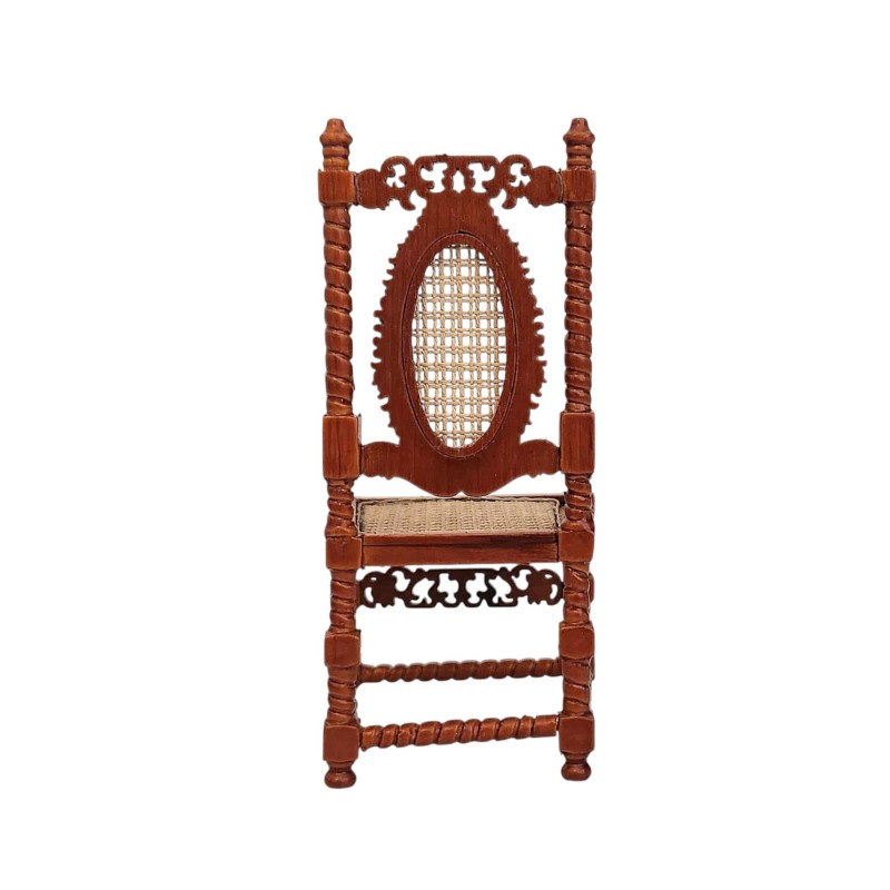 Dolls House Elbow Chair Walnut & Cane Platinum Miniature Dining Room Furniture