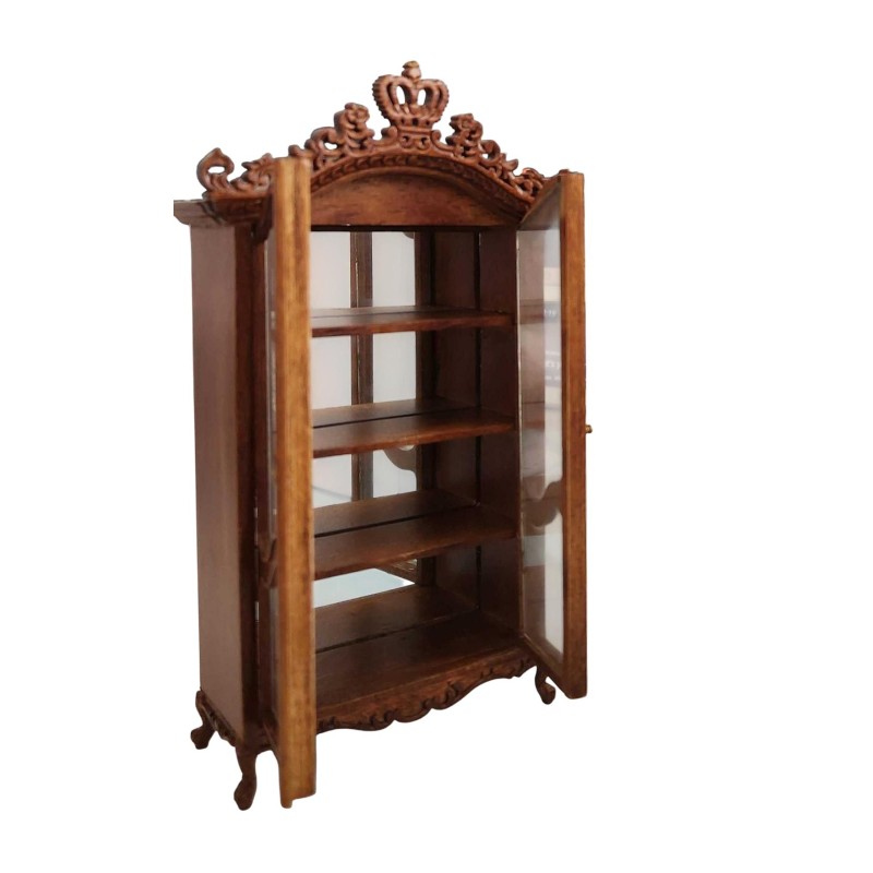Dolls House China Cabinet Walnut Royal Etienne Platinum Dining Room Furniture