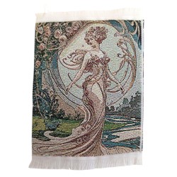 Dolls House Art Nouveau Flowing Lady Tapestry Wall Hanging Woven Silk Dolls House Art Nouveau Flowing Lady Tapestry Wall Hanging Woven Silk