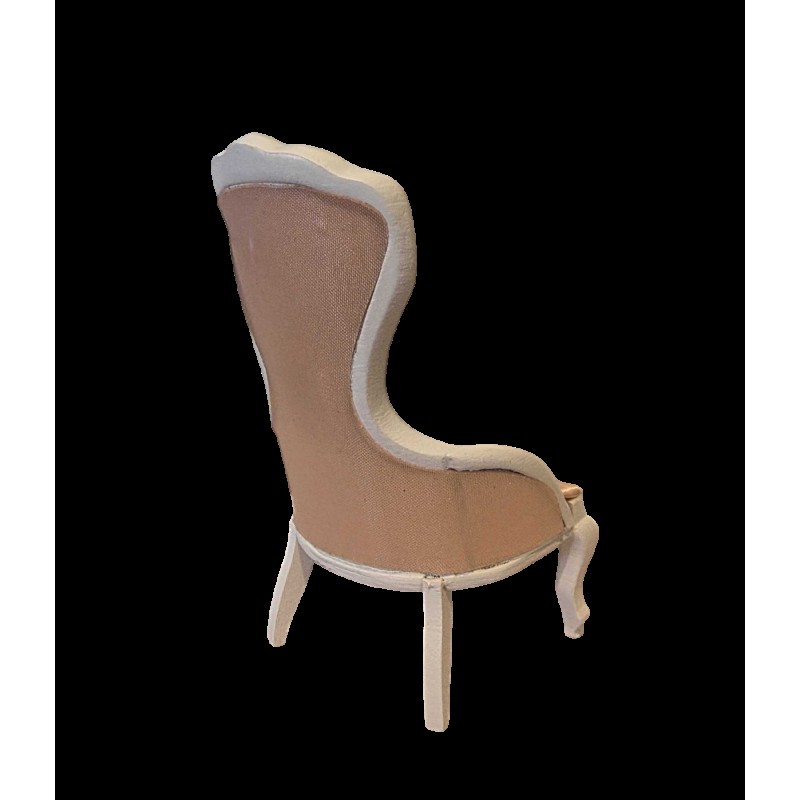 Dolls House Ladies Chair Shell-Pink & White Wood Bedroom Living Room Furniture