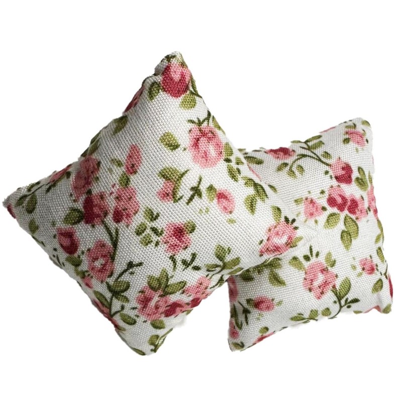 Dolls House Scatter Cushions Pink & Green Floral Square Throw Pillow Accessory
