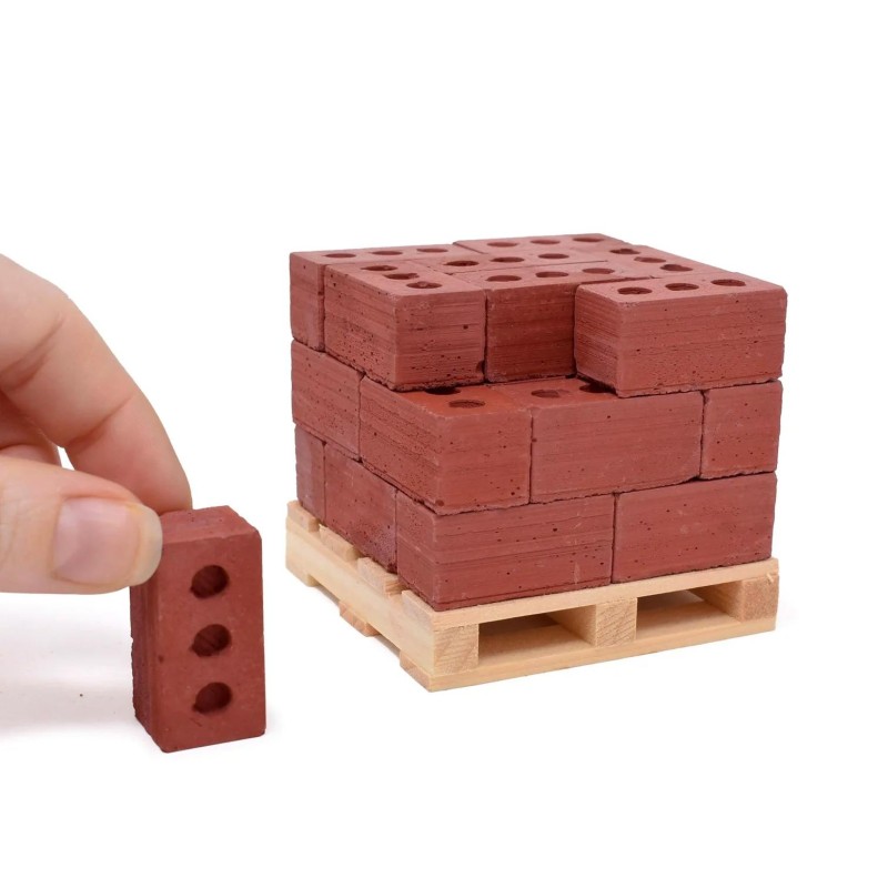 Dolls House Red Bricks On Pine Pallet Real Concrete 1:6 Scale Building Component