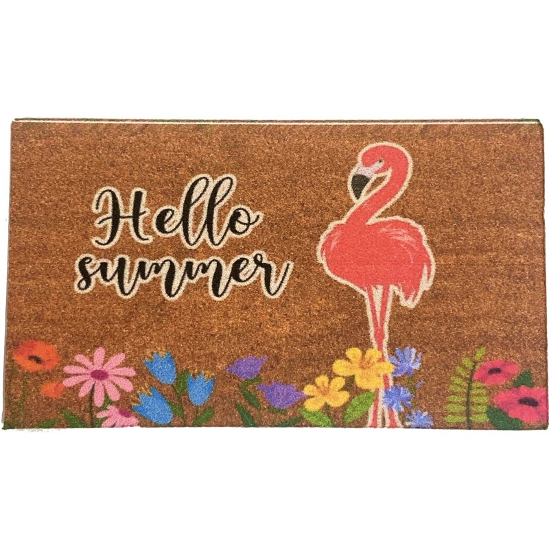 Dolls House Door Mat Hello Summer Flamingo Hall Porch Step Floor Accessory 1:12 Printed Card