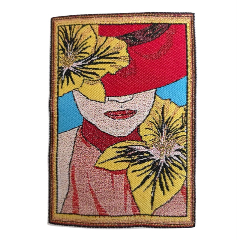 Dolls House Woman with a Hat Tapestry Wall Hanging Woven Silk 1:12 Dolls House Woman with a Hat Tapestry Wall Hanging Woven Silk 1:12