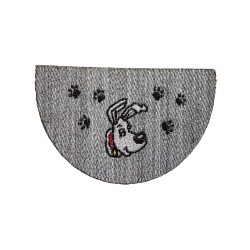 Dolls House Door Mat 1:24 Scale Grey Half Moon Dog & Pawprint Design