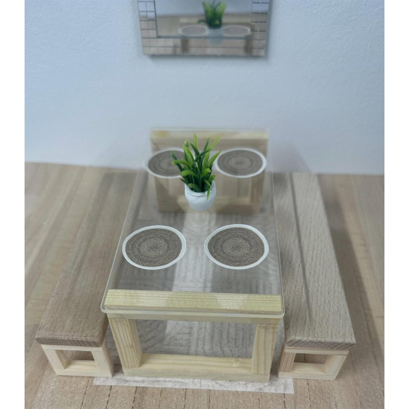 Dolls House Modern Dining Room Package Miniature Bare Wood Furniture Set
