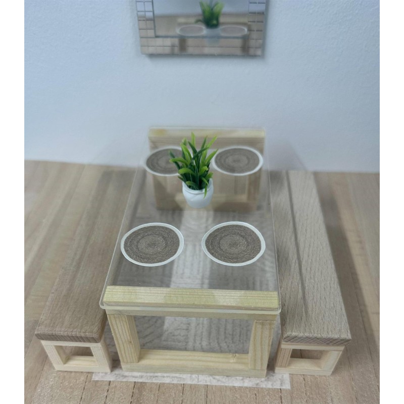 Dolls House Modern Dining Room Package Miniature Bare Wood Furniture Set Dolls House Modern Dining Room Package Miniature Bare Wood Furniture Set