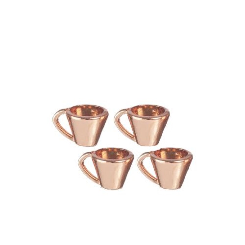 Dolls House Copper Cups Mug Set of 4 Miniature Kitchen Accessory 1:12 Scale