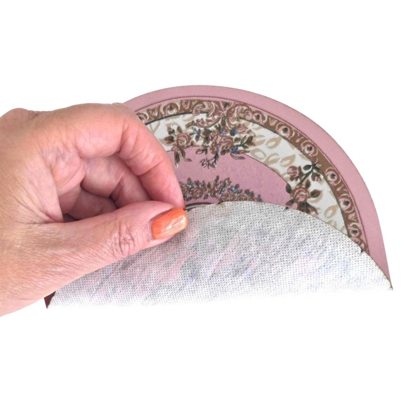 Dolls House Round Area Rug Circular Carpet Pink Vintage Floral Design Lge Dolls House Round Area Rug Circular Carpet Pink Vintage Floral Design Lge