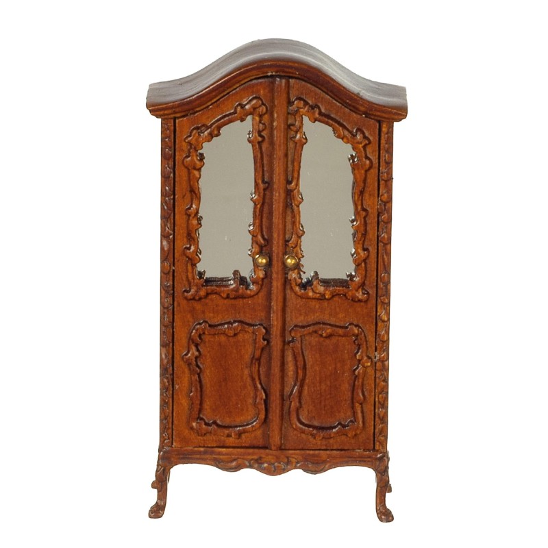 Dolls House Victorian Wardrobe Walnut Wood 1:24 Half Inch JBM Nursery Furniture