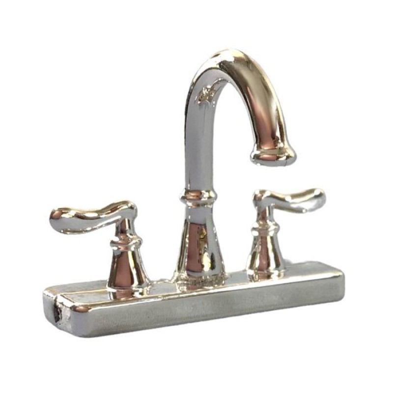 Dolls House Silver Mixer Tap Belfast Faucet Farmhouse Bathroom Kitchen Accessory