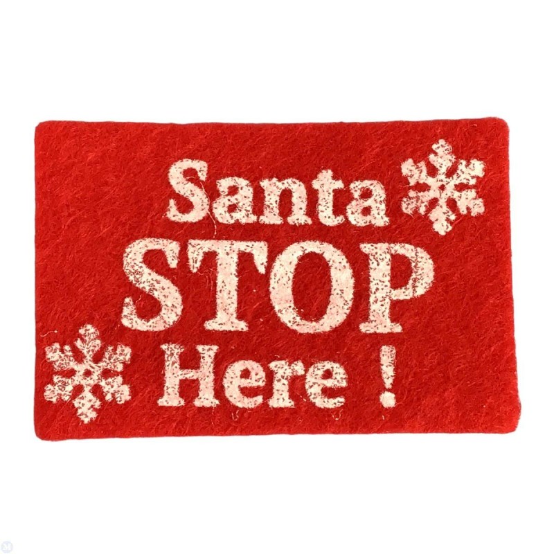 Dolls House Door Mat Red Santa Stop Here Winter Christmas Front Entrance Carpet