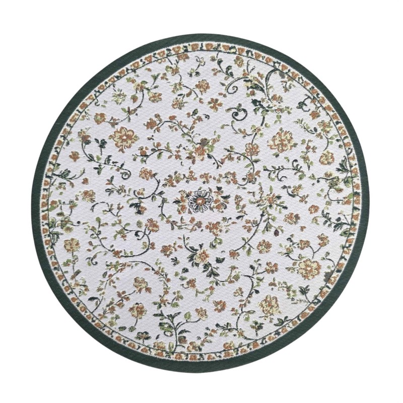 Dolls House Round Area Rug Circular Carpet Vintage Green Floral Design Lge Dolls House Round Area Rug Circular Carpet Vintage Green Floral Design Lge