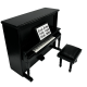 Dolls House Black Upright Piano and Bench Miniature Music Room Furniture