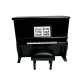 Dolls House Black Upright Piano and Bench Miniature Music Room Furniture