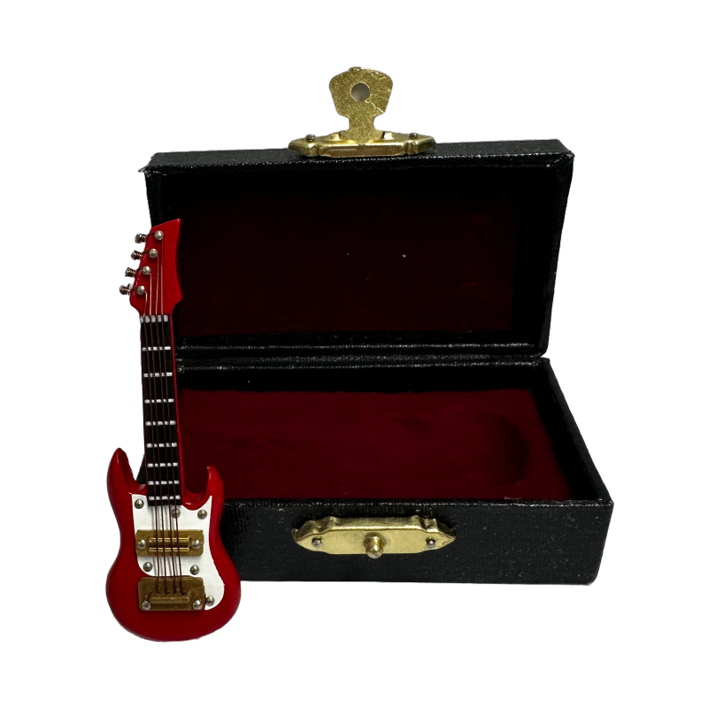 Dolls House Electric Guitar S Type Red Miniature Music Room Instrument Large