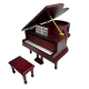 Dolls House Miniature 1:12 Music Room Furniture Mahogany Grand Piano + Bench
