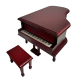 Dolls House Miniature 1:12 Music Room Furniture Mahogany Grand Piano + Bench