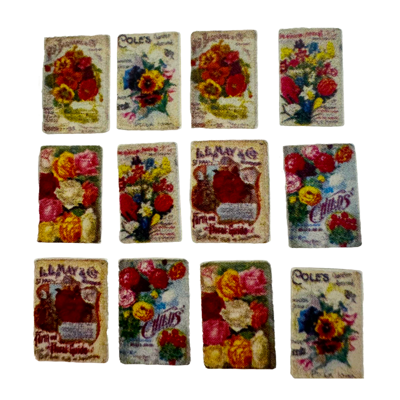 Dolls House Flower Seed Packets Miniature Garden Shop Greenhouse Accessory 1:12