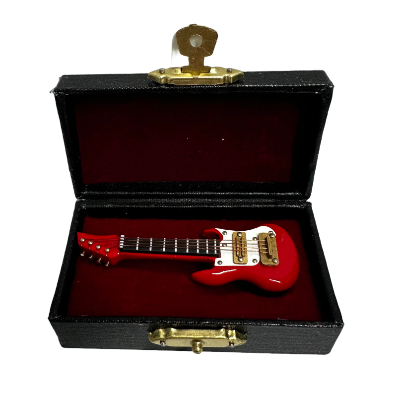 Dolls House Electric Guitar S Type Red Miniature Music Room Instrument Large