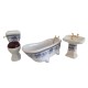 Dolls House Blue Floral Bathroom Suite Porcelain Miniature Furniture Set 1:12