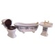 Dolls House Blue Floral Bathroom Suite Porcelain Miniature Furniture Set 1:12