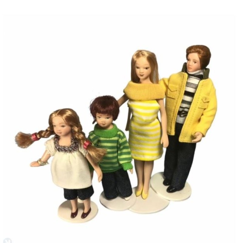 Dolls House Family of 4 People Miniature Modern Porcelain Figures 1:12 Scale 