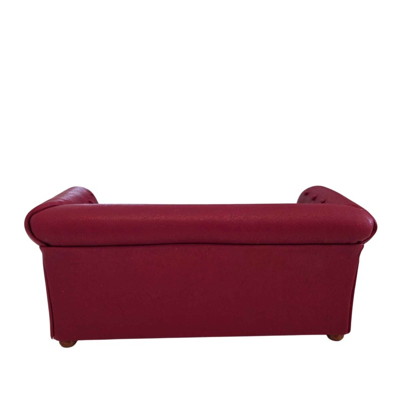 Dolls House Red Leather Chesterfield Sofa Settee JBM Miniature Living Room Furniture