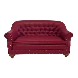 Dolls House 1880 Red Leather Club Sofa JBM Miniature Living Room Furniture 1:12