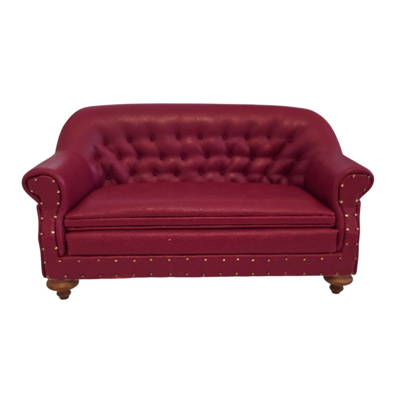 Dolls House 1880 Red Leather Club Sofa JBM Miniature Living Room Furniture 1:12