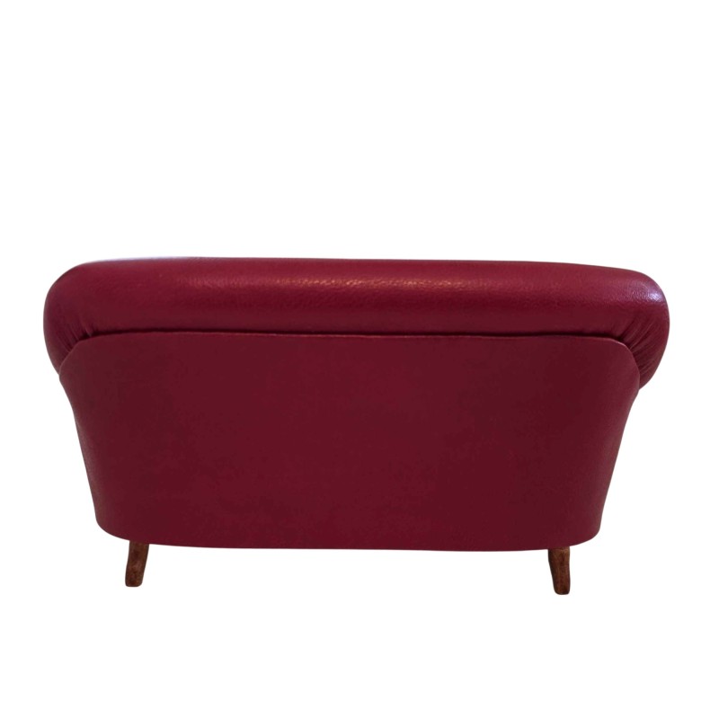 Dolls House 1880 Red Leather Club Sofa JBM Miniature Living Room Furniture 1:12