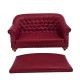 Dolls House 1880 Red Leather Club Sofa JBM Miniature Living Room Furniture 1:12
