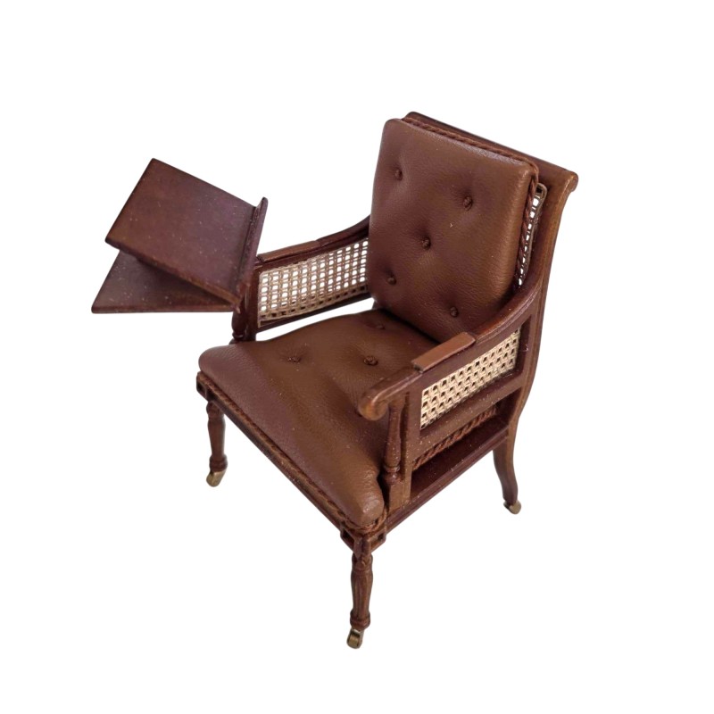 Dolls House Walnut Armchair with Writing Table JBM Miniature Furniture
