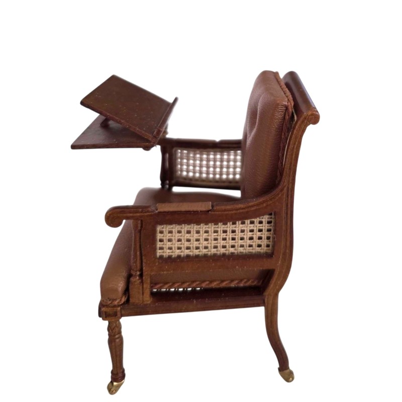Dolls House Walnut Armchair with Writing Table JBM Miniature Furniture