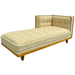 Dolls House Beige Chaise Longue Mid Century Sectional Furniture JBM Light Walnut