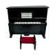 Dolls House Black Upright Piano & Bench Music Room Furniture