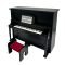 Dolls House Black Upright Piano & Bench Music Room Furniture