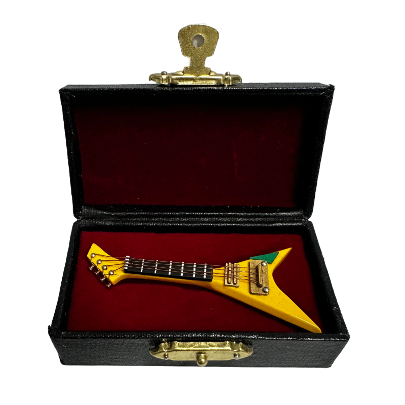 Dolls House Electric Guitar V Type Yellow Miniature Music Room School Instrument