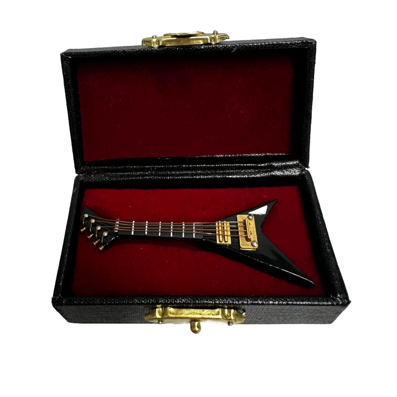 Dolls House Electric Guitar V Type Black Miniature Music Room School Instrument