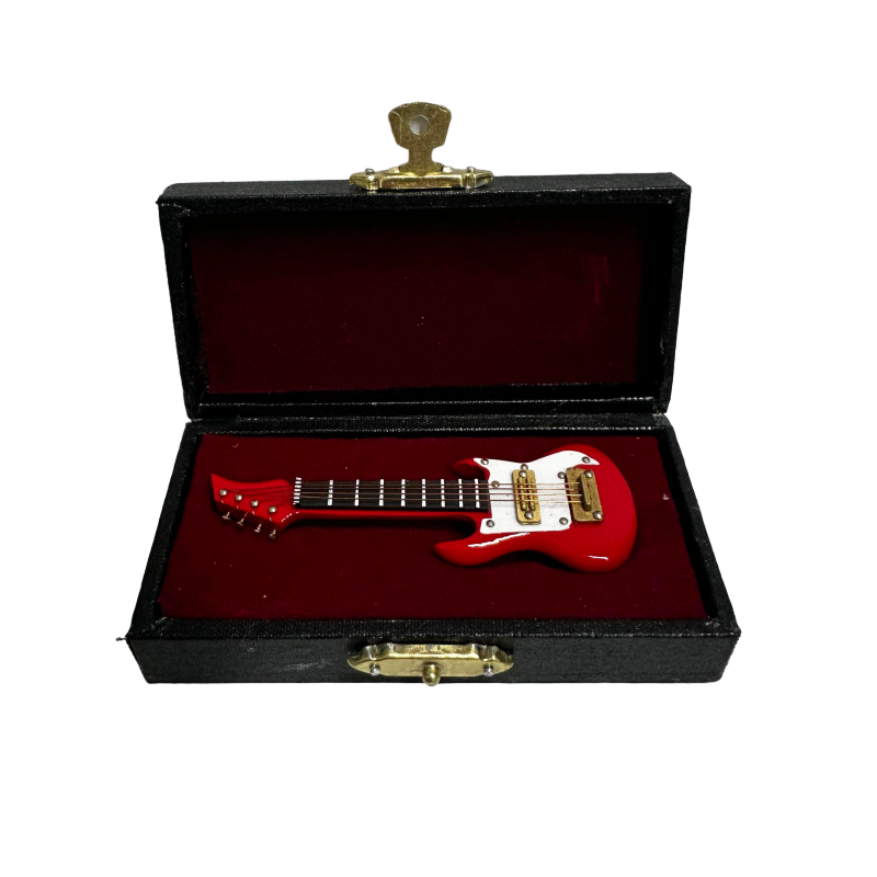 Dolls House Electric Guitar S Type Red Miniature Music Room Instrument Small