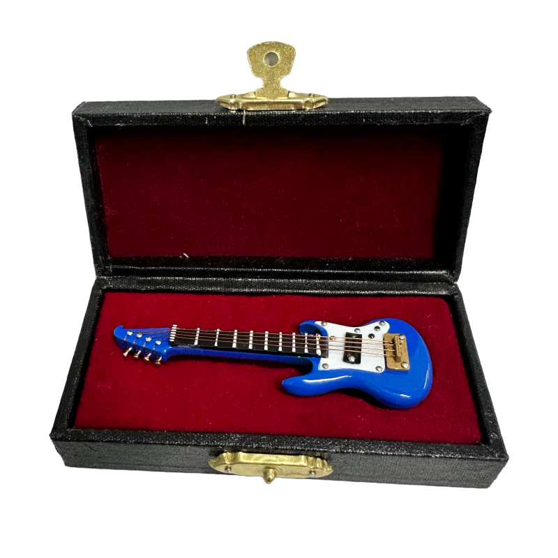 Dolls House Electric Guitar S Type Blue Miniature Music Room School Instrument