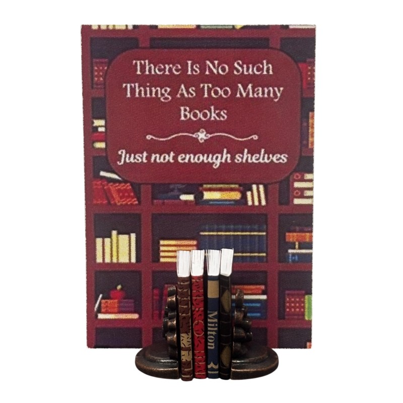Dolls House Books & Bronze Flower Bookends Office Study Bookshelf Accessory Dolls House Books & Bronze Flower Bookends Office Study Bookshelf Accessory