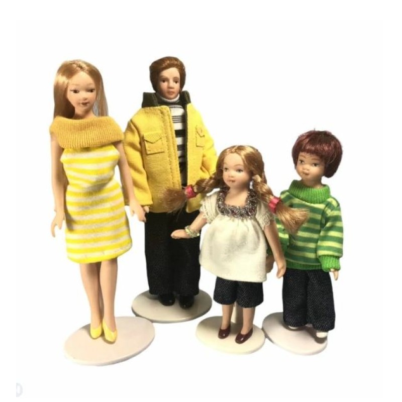 Dolls House Family of 4 People Miniature Modern Porcelain Figures 1:12 Scale 