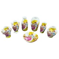Dolls House Vase & Bowl Set Georgian Couple Design Ornament 1:12 Accessory