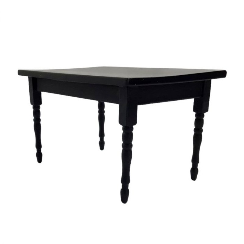 Dolls House Plain Black Table Miniature Wood 1:12 Kitchen Dining Room Furniture