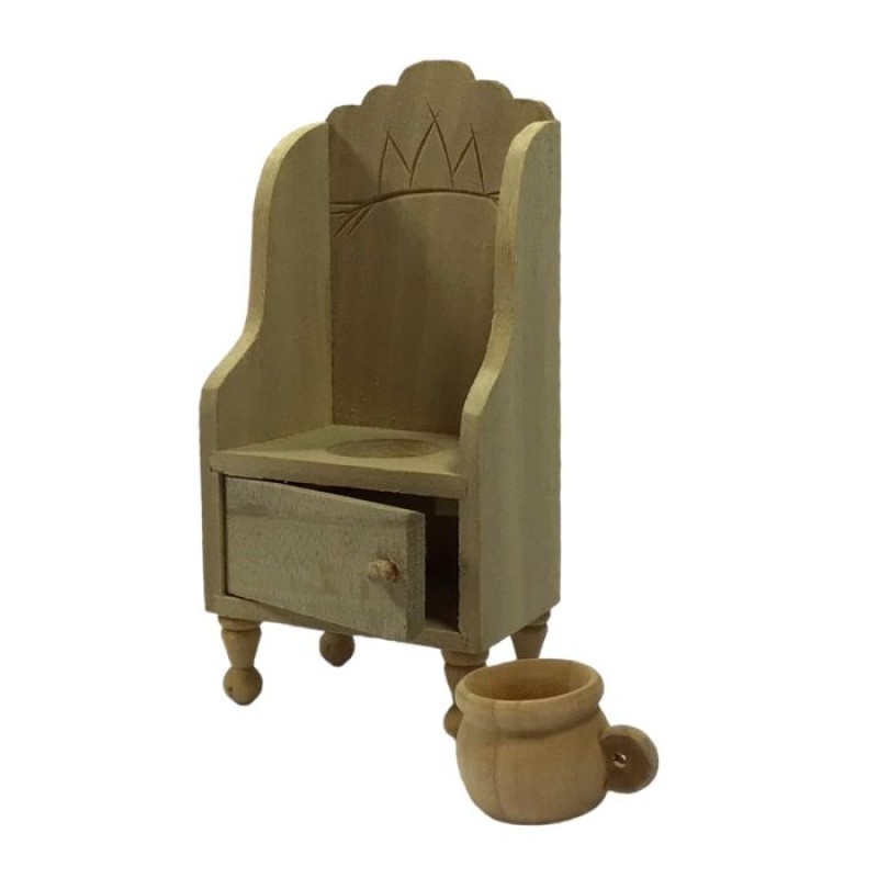 Dolls House Victorian Potty Chair Unfinished Bare Wood Miniature Furniture