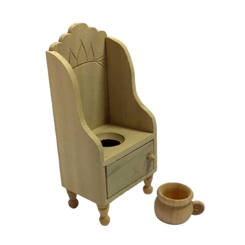 Dolls House Victorian Potty Chair Unfinished Bare Wood Miniature Furniture