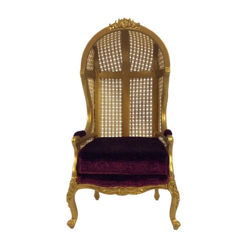 Dolls House Gold Cane Backed Medieval Porter Chair JBM Miniature Hall Furniture